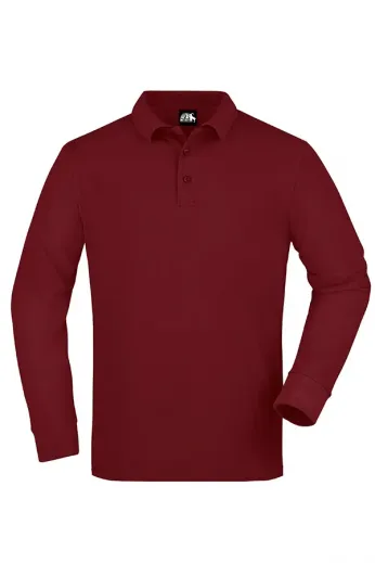 Bordo Polo Yaka  Uzun Kol Tshirt