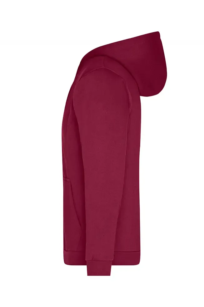 Fermuarlı Kapşonlu Hoodie Bordo