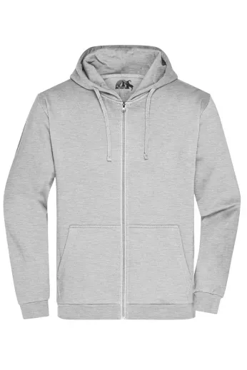 Fermuarlı Kapşonlu Hoodie Gri Melanj