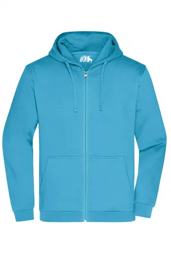 Fermuarlı Kapşonlu Hoodie Turkuaz